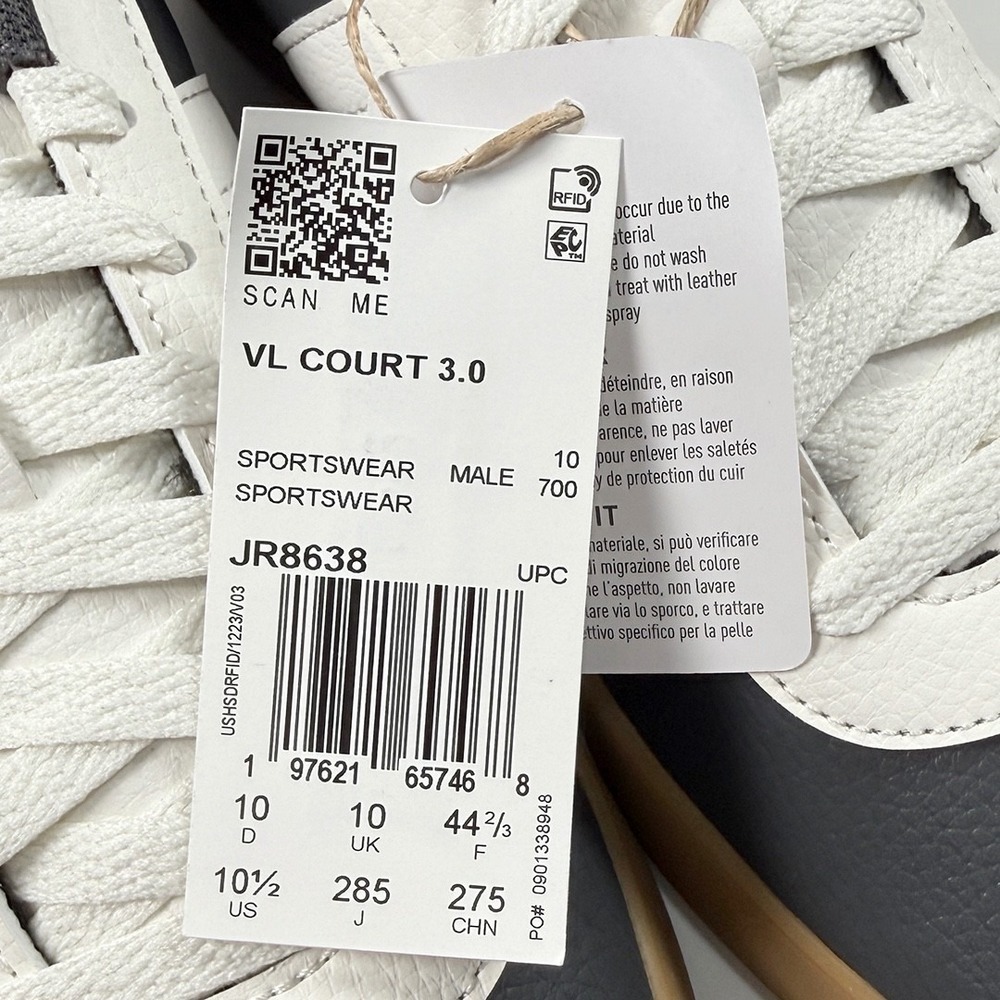 Adidas VL Court 3.0 Shoes / Sneakers - NEW Mens 10.5 Carbon - #49110-OF - Picture 3 of 5